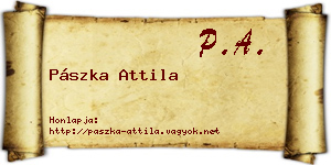 Pászka Attila névjegykártya